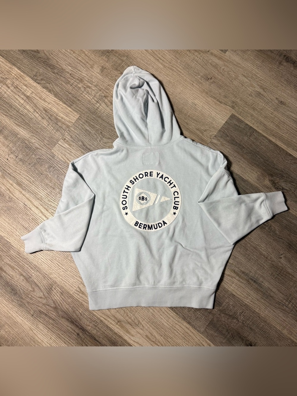 Women's Light Gray Full-Zip Hooded Jacket with Chest Patch Aero small - Picture 2 of 5